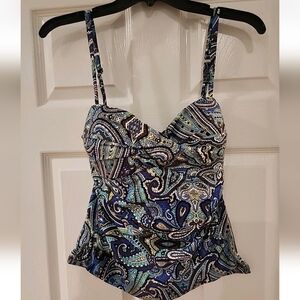 Tommy Bahama Swim Top Womens Paisley Swimsuit Tankini Top Size Large